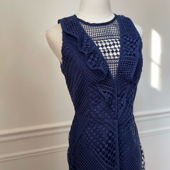NWT Adelyn Rae Navy Dark Blue Crochet Lace Sheath Dress XS - Picture 5 of 10